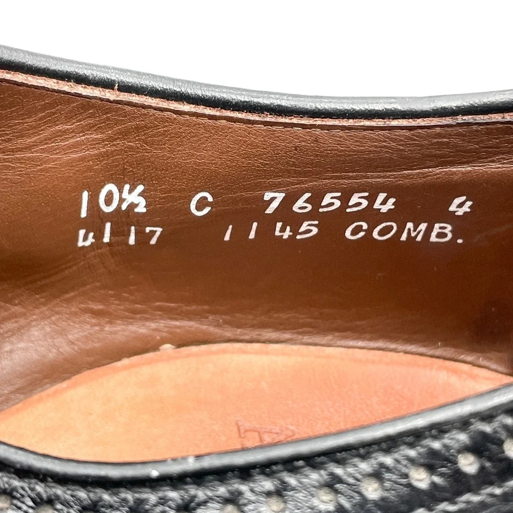 Allen Edmonds Marlow Mens 10.5 C Black Leather Wingtip Oxford Dress Shoes VTG